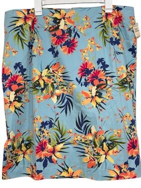 Talbots NWT Light Blue Botanical Floral Skirt Size 20W